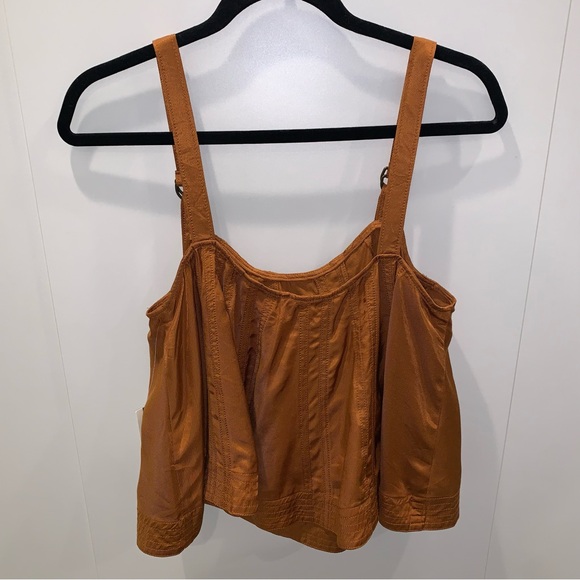 NWT by Anthropologie sz M Copper Brown Sleeveless Swing Crop Tank Flowy Boho - Picture 5 of 10